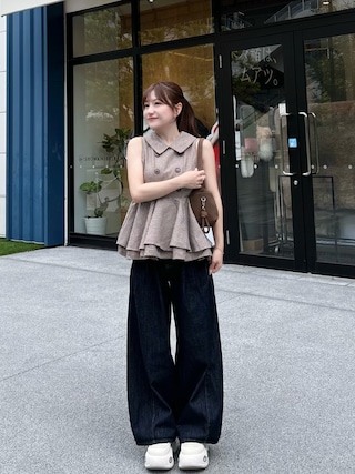 「Chico(チコ)のダブルボタンペプラムブラウス(シャツ/ブラウス)」を使った、miyu Ӧさん(レディース・149cm)の秋コーディネート