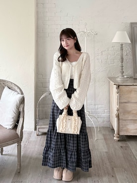 「アイテム（カーディガン/ボレロ）」を使った、miyu Ӧさん（レディース・149cm）の秋コーディネート