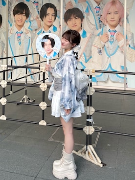 「アイテム（水着/着物・浴衣）」を使った、miyu Ӧさん（レディース・149cm）の秋コーディネート