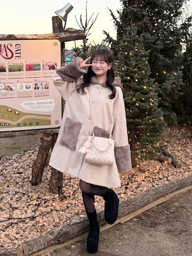 「ファーコート」｜「アイテム（ジャケット/アウター）」を使った、miyu Ӧさん（レディース・149cm）の冬コーディネート