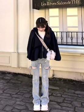 「アイテム（パンツ）」を使った、miyu Ӧさん（レディース・149cm）の秋コーディネート