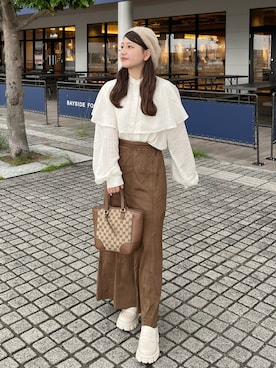 「ベロアスカート」｜「アイテム（ローファー）」を使った、miyu Ӧさん（レディース・148cm）の秋コーディネート