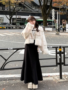 「アイテム（スカート）」を使った、miyu Ӧさん（レディース・149cm）の秋コーディネート