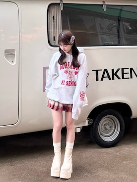 「アイテム（パーカー）」を使った、miyu Ӧさん（レディース・149cm）の秋コーディネート