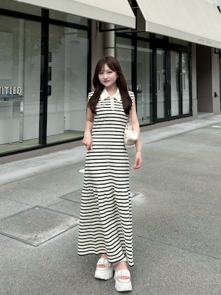 「dazzlin(ダズリン)のバックオープンポロカットワンピース(ワンピース)」を使った、miyu Ӧさん(レディース・149cm)の秋コーディネート