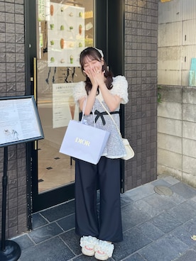 「RANDA（ランダ）のボリュームフリルスポーツサンダル（サンダル）」を使った、miyu Ӧさん（レディース・149cm）の夏コーディネート