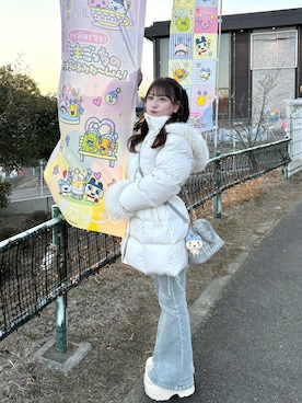 「R&E（アールアンドイー）のアイテム」を使った、miyu Ӧさん（レディース・149cm）の冬コーディネート