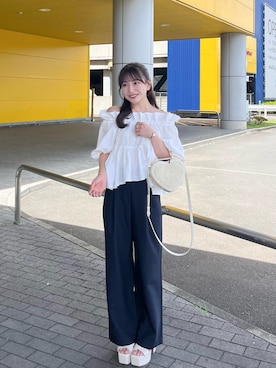 「Lil Ambition（リルアンビション）の【2way】ロマンティックブラウス（シャツ/ブラウス）」を使った、miyu Ӧさん（レディース・149cm）の夏コーディネート