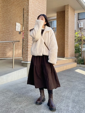 「GUCCI（グッチ）のアイテム（バッグ）」を使った、miyu Ӧさん（レディース・148cm）の冬コーディネート