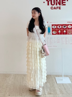 「merry jenny（メリージェニー）のアイテム（サンダル）」を使った、miyu Ӧさん（レディース・148cm）の夏コーディネート