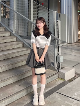 「アイテム（ニット/セーター）」を使った、miyu Ӧさん（レディース・149cm）の夏コーディネート