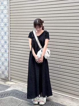 「RANDA（ランダ）のモノグラムクロスボディーバッグ（ショルダーバッグ）」を使った、miyu Ӧさん（レディース・149cm）の夏コーディネート