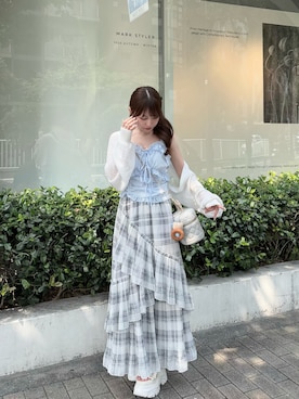「LIPSERVICE（リップサービス）のアイテム」を使った、miyu Ӧさん（レディース・149cm）の夏コーディネート
