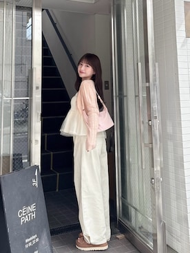「GU（ジーユー）のアイテム（トップス）」を使った、miyu Ӧさん（レディース・149cm）の春コーディネート