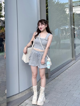 「アイテム（トートバッグ）」を使った、miyu Ӧさん（レディース・149cm）の夏コーディネート