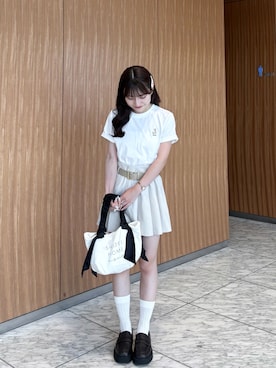 「アイテム（Tシャツ/カットソー）」を使った、miyu Ӧさん（レディース・149cm）の夏コーディネート