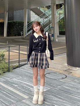 「アイテム（スカート）」を使った、miyu Ӧさん（レディース・149cm）の秋コーディネート