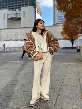 「one after another NICE CLAUP（ワンアフターアナザーナイスクラップ）のアイテム（その他シューズ）」を使った、miyu Ӧさん（レディース・148cm）の冬コーディネート