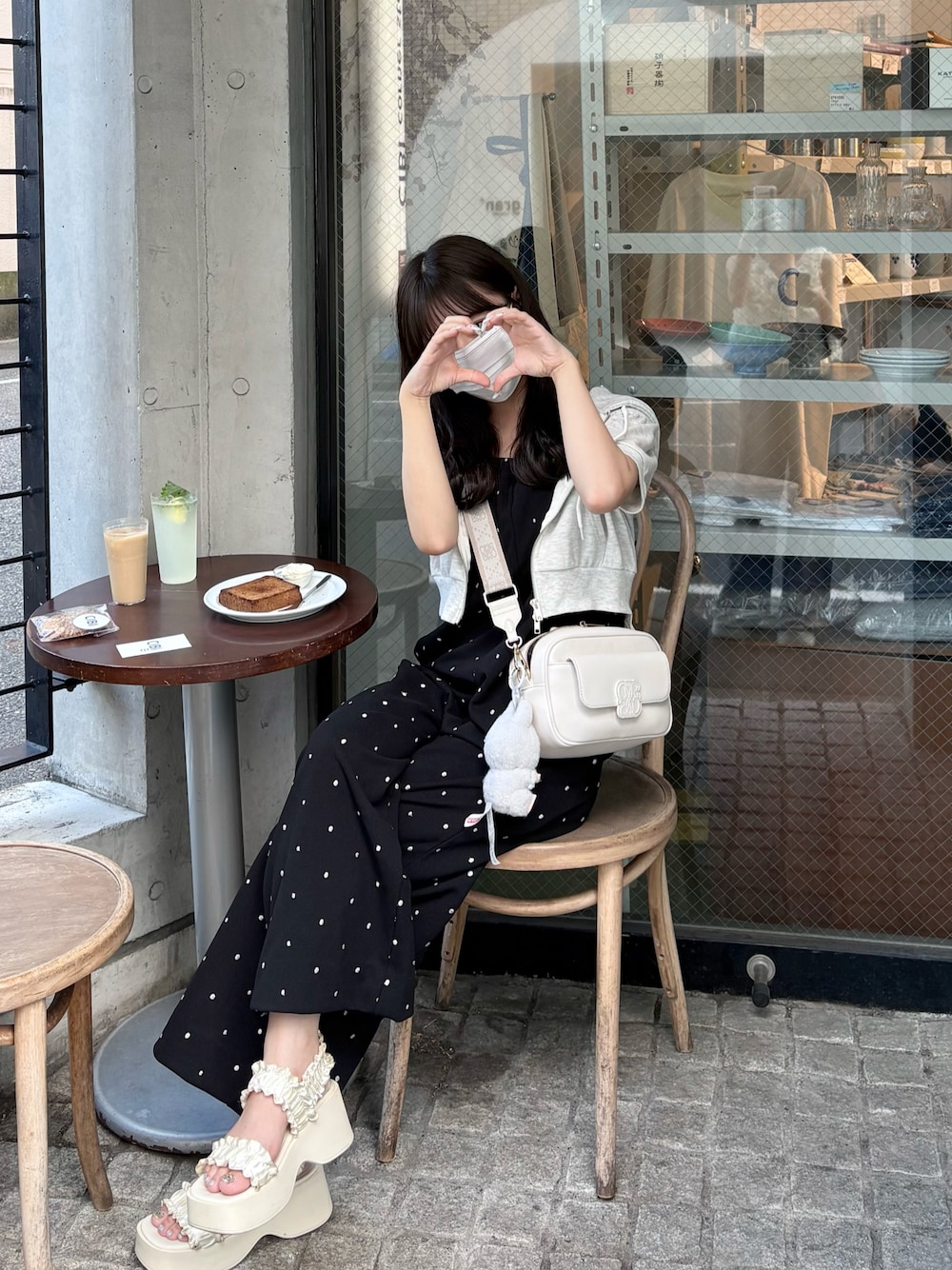 mystic ドット刺繍キャミサロペ ブラック1 セール】ドット刺繍キャミサロペ（サロペット/オーバーオール