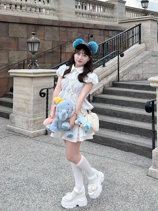 「SAMANTHAVEGA(サマンサベガ)のチュールハート型ショルダーバッグ(ショルダーバッグ)」を使った、miyu Ӧさん(レディース・149cm)の春コーディネート