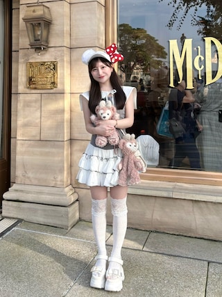 「Darich(ダーリッチ)のセーラーカラーボリュームフリルミニワンピース(ワンピース)」を使った、miyu Ӧさん(レディース・149cm)の秋コーディネート