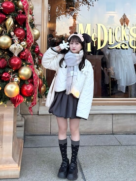 「アイテム（ストール/ショール）」を使った、miyu Ӧさん（レディース・149cm）の秋コーディネート