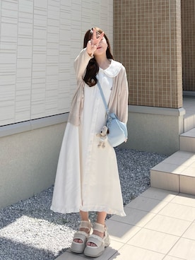 「merry jenny（メリージェニー）のアイテム（ワンピース/ドレス）」を使った、miyu Ӧさん（レディース・148cm）の春コーディネート