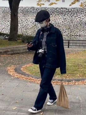 「セントジェームス」｜「アイテム（デニムジャケット）」を使った、ユメさん（レディース・164cm）の秋コーディネート