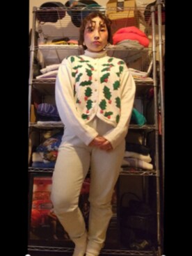 「tostalgic clothing のアイテム（デニムパンツ、ブルー系）」を使った、miki80sさん（レディース・155cm）の冬コーディネート