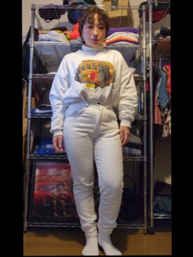 「tostalgic  clothing のアイテム（デニムパンツ、ホワイト系）」を使った、miki80sさん（レディース・155cm）の秋コーディネート
