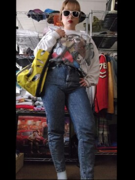 「PAGEBOY（ページボーイ）のアイテム（デニムパンツ、ブルー系）」を使った、miki80sさん（レディース・155cm）の春コーディネート