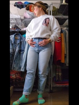「Levi's（リーバイス）のアイテム（デニムパンツ、ブルー系）」を使った、miki80sさん（レディース・155cm）の春コーディネート