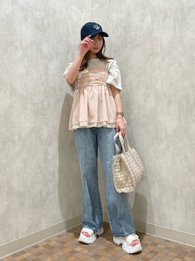 「one after another NICE CLAUP（ワンアフターアナザーナイスクラップ）のアイテム（キャップ）」を使った、Ｓａｙａさん（レディース・152cm）の夏コーディネート