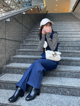 「one after another NICE CLAUP（ワンアフターアナザーナイスクラップ）のアイテム（サロペット/オーバーオール）」を使った、Ｓａｙａさん（レディース・152cm）の冬コーディネート