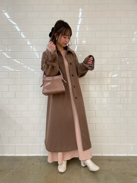 「オケージョン」｜「アイテム（ステンカラーコート）」を使った、Ｓａｙａさん（レディース・152cm）の冬コーディネート