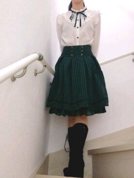 「axes femme POETIQUE（アクシーズファムポエティック）のアイテム（シューズ）」を使った、momijiさん（レディース・154cm）の冬コーディネート