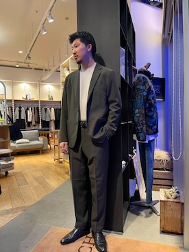 「アイテム（スーツパンツ）」を使った、ryohnoさん（メンズ・178cm）の冬コーディネート