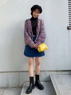 「韓国コーデ」｜「アイテム（ハンチング/ベレー帽）」を使った、rina9678さん（レディース・158cm）の秋コーディネート