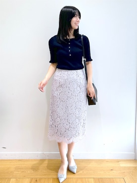 「アイテム（パンプス、グレー系）」を使った、rina9678さん（レディース・158cm）の夏コーディネート