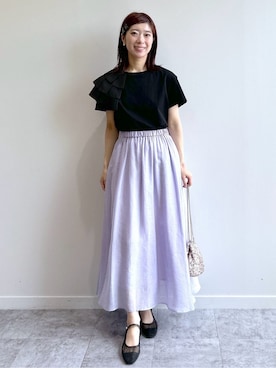 「アイテム（ショルダーバッグ、ゴールド系）」を使った、rina9678さん（レディース・158cm）の夏コーディネート