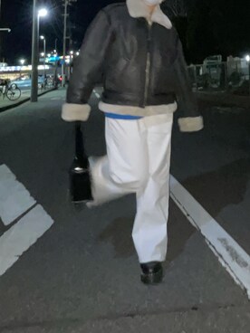 「SEVENDAYS=SUNDAY（セブンデイズサンデイ）のアイテム（カーゴパンツ）」を使った、NYANさん（レディース・155cm）の冬コーディネート