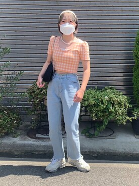 「merongshop（メロンショップ）のアイテム（ショルダーバッグ）」を使った、ちひろさん（レディース・149cm）の夏コーディネート