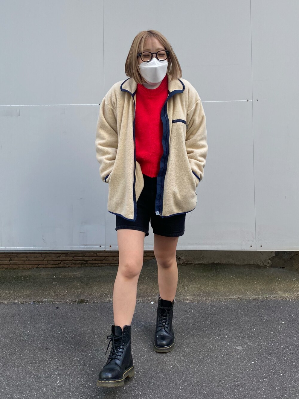 「古着MIX」｜「THE NORTH FACEのアイテム（ジャケット/アウター、ホワイト系）」を使った、ちひろさん（レディース・149cm）の冬コーディネートの1枚目の写真