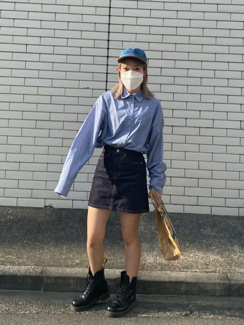 「休日スタイル、デニム」｜「nuguのアイテム（デニムスカート、その他）」を使った、ちひろさん（レディース・150cm）の夏コーディネートの1枚目の写真