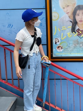 「merongshop（メロンショップ）のアイテム（ショルダーバッグ）」を使った、ちひろさん（レディース・149cm）の夏コーディネート