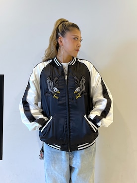 「アイテム（スカジャン）」を使った、MEIさん（レディース・173cm）の秋コーディネート