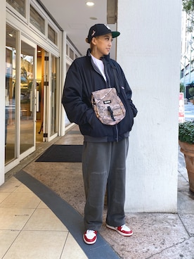 「エクストララージ」｜「アイテム（スウェットパンツ）」を使った、MEIさん（レディース・173cm）の秋コーディネート