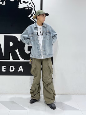 「アイテム（カーゴパンツ）」を使った、MEIさん（レディース・173cm）の秋コーディネート