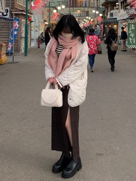 「SpRay（スプレイ）のアイテム（ブーツ）」を使った、mujica さん（レディース・158cm）の冬コーディネート