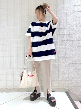 「MILKFED.」｜「アイテム（チュニック）」を使った、ﾄ ｻﾞﾄ ﾄ ﾓ子さん（レディース・157cm）の夏コーディネート